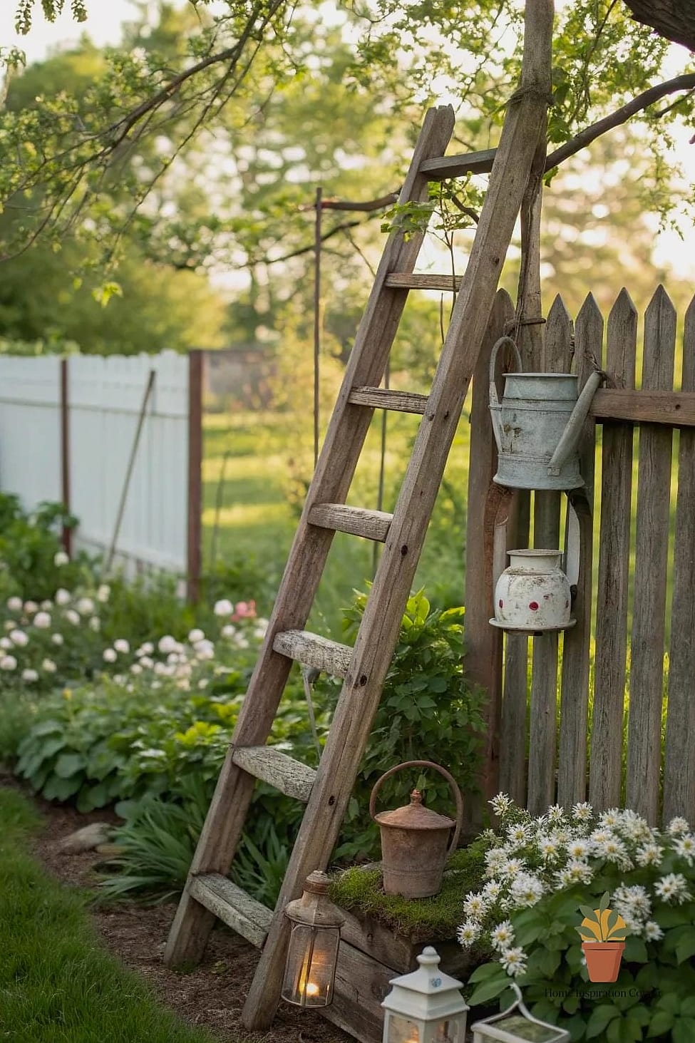 Vintage Ladder Plant Display