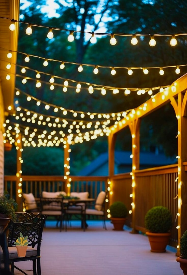 Warm String Lights Over a Patio