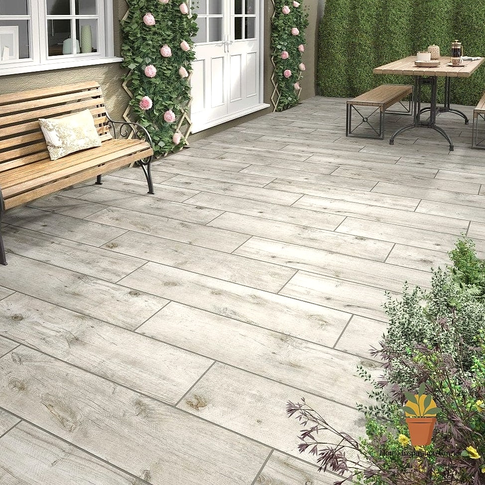25 Patio Tiles Designs That Maximize Style and Function 4 Wood-Look Porcelain Tile