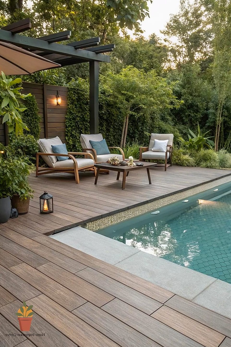 14 Backyard Pool And Patio Ideas Designs You Need to See Right Now 7 Wood-Look Porcelain Tile Decking