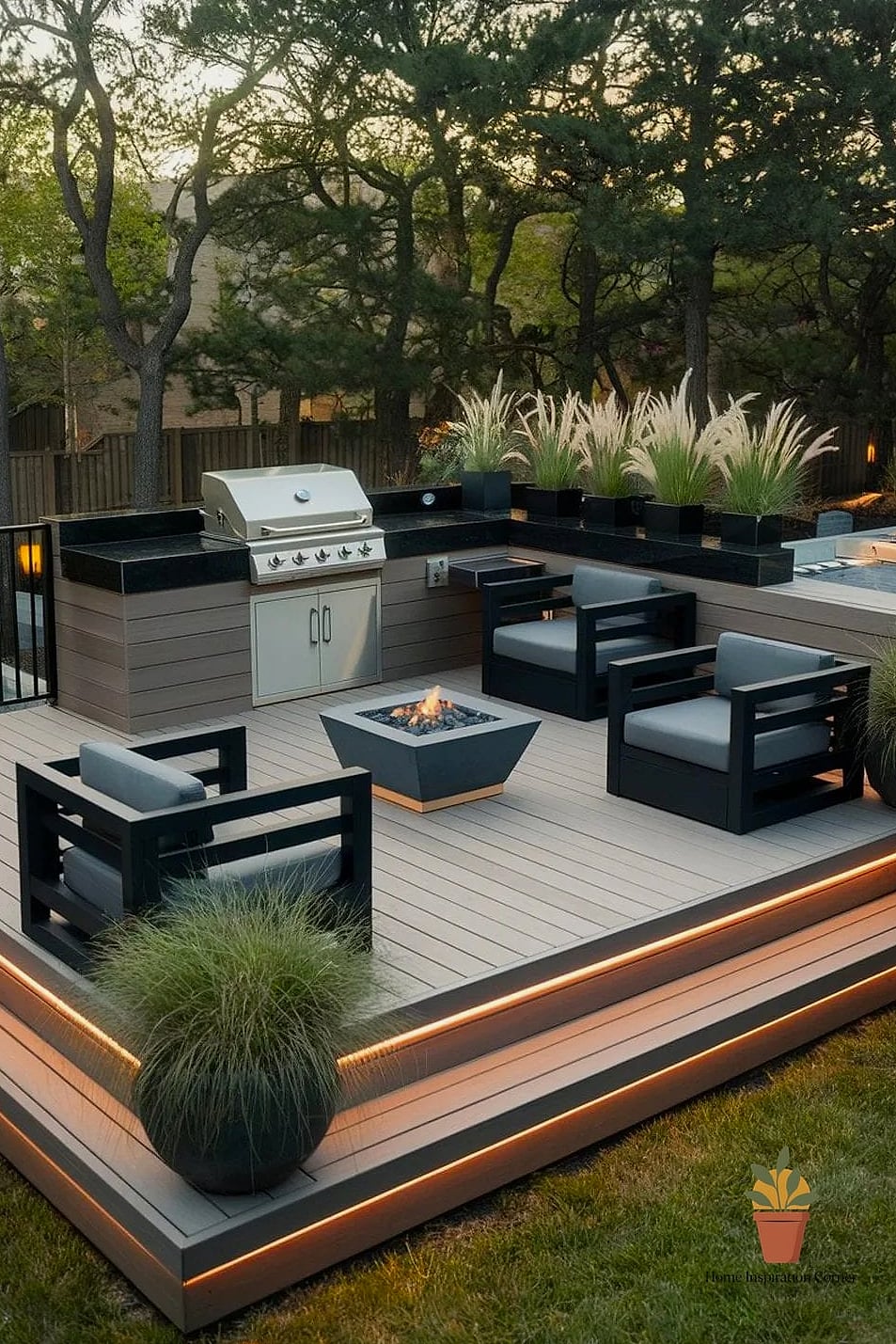 Wraparound Deck with Dedicated Grill Corner