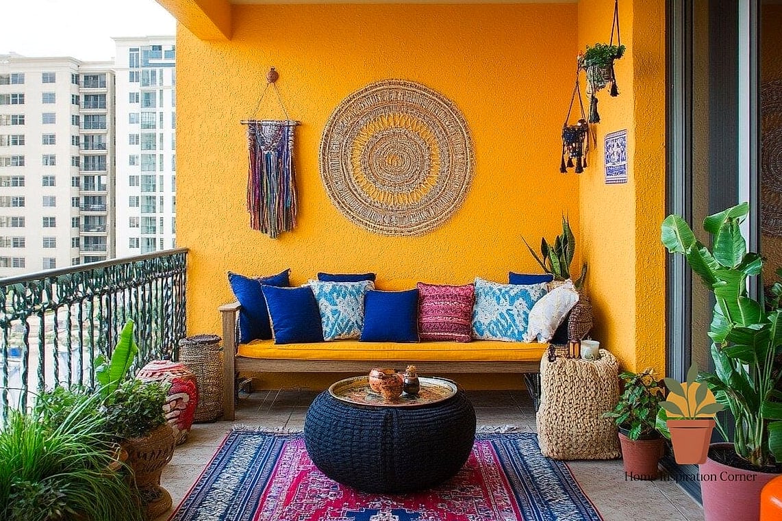 18 Balcony Wall Painting Ideas Ideas That Work in Any Size Home 11 Yellow Accent for a Cheerful Pop